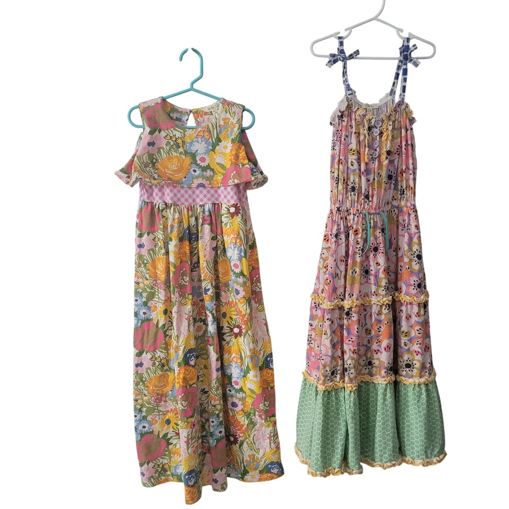 Matilda Jane Lot of 2 Size Floral Ruffle Tiered Sundress Boho Sleeveless